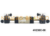 4V230C-08 PT 1/4 &quot;AirTAC ประเภทอากาศโซลินอยด์วาล์วควบคุมไฟฟ้าคู่ 5/3 Way 12VDC