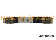 4V330C-08 AirTAC ประเภทอากาศวาล์วควบคุมไฟฟ้า 1/4 &quot;5/3 Way สำหรับรักษาการคู่กระบอก