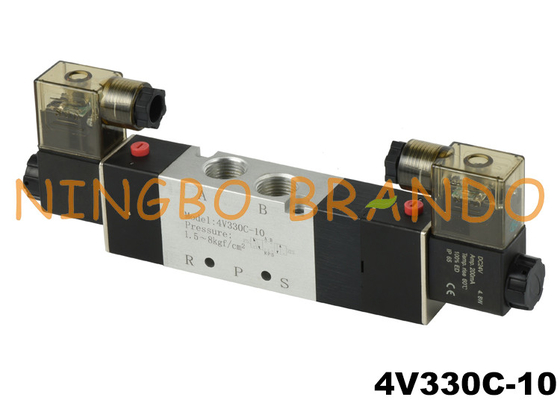4V330C-10 3/8 '' Double Solenoid นิวเมติกวาล์วควบคุมอากาศ 24V DC 220V AC