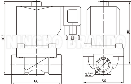 2W160-15 1/2''2 Way NC ทองแดง Solenoid วาล์วด้วย IP65 สายโค้ล 24V 220V