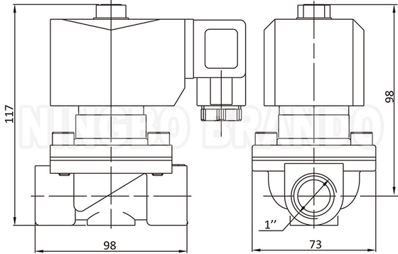 2W250-25 1'' 2 ทาง ปิดปกติ วาล์วซอลีนอยด์น้ําทองแดง 24V 220V