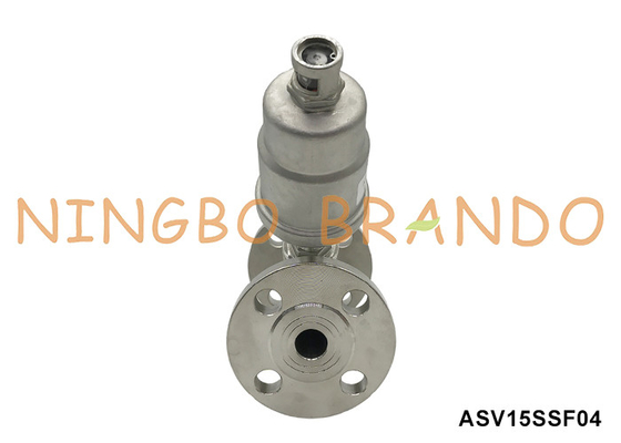 DN15 PN16 Flanged Port Pneumatic Angle Seat Valve การทํางานสองครั้ง ปิดปกติ