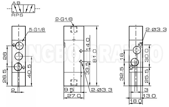 4A120-06 Airtac ประเภท Pneumatic Air Pilot Valve 5/2 Way Double Control การควบคุมแบบสองทาง