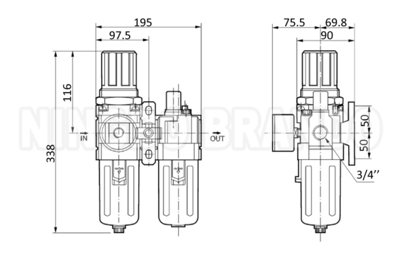 AC5010-06 AC5010-10 SMC แบบเครื่องกรองอากาศแบบปนูมาติก