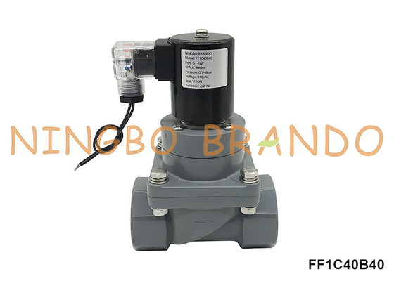 1-1/2'' DN40 ปริมาตรการป้องกันการกัดกร่อน CPVC Solenoid Valve สําหรับกรดเคมี 220V 24V