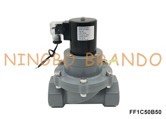 2' DN50 แอนติการเกรด ทนทาน CPVC ซอลีนอยด์วาล์วสําหรับกรดเคมี 24V 220V