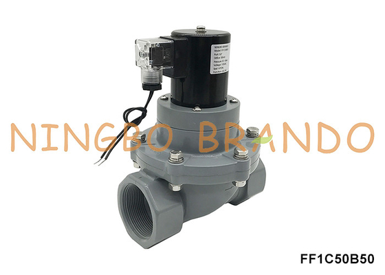 2' DN50 แอนติการเกรด ทนทาน CPVC ซอลีนอยด์วาล์วสําหรับกรดเคมี 24V 220V