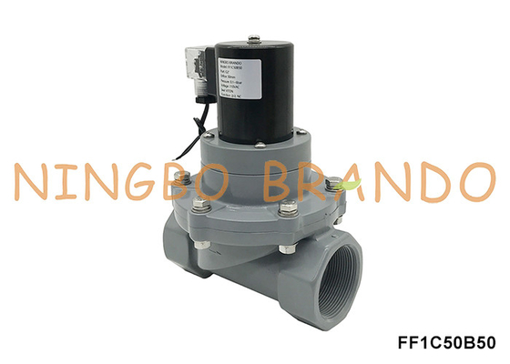 2' DN50 แอนติการเกรด ทนทาน CPVC ซอลีนอยด์วาล์วสําหรับกรดเคมี 24V 220V