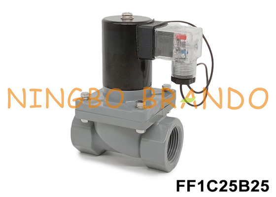 1 นิ้ว DN25 วาล์วซอลีนอยด์ป้องกันการกัดกรองด้วย CPVC 24V 110V 220V