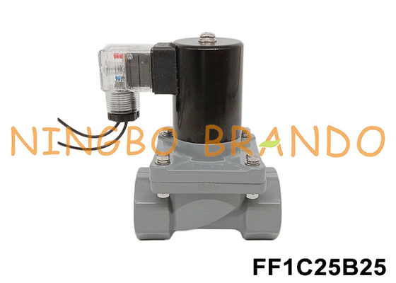 1 นิ้ว DN25 วาล์วซอลีนอยด์ป้องกันการกัดกรองด้วย CPVC 24V 110V 220V