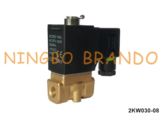 2KW030-08 ประเภทการโจมตีทางอากาศ ปริมาณเปิดปกติ วาล์วโซเลนอยด์ทองแดง 220V 110V 24V 1/4'