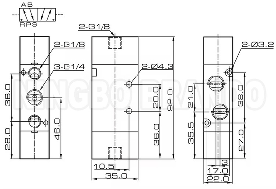4A220-08 วาล์วควบคุมอากาศแบบปนูเมติกแบบควบคู่ 5 ทาง 2 ตําแหน่ง