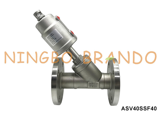 DN40 PN16 Flange Port Pneumatic Angle Seat Valve การกระทําเพียงครั้งเดียวหรือสองครั้ง