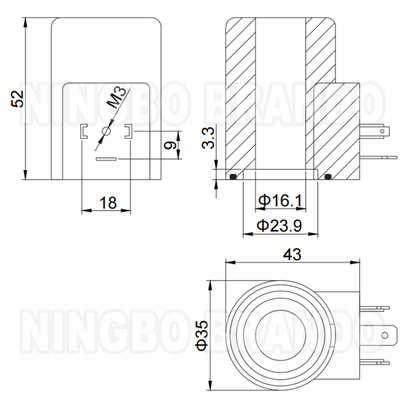 ขดลวดโซลินอยด์วาล์วไฮดรอลิก 16 มม. รู 52 มม. สูง 33W 12V 24V