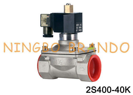 1-1/2' วาล์วโซเลโนอิดเหล็กไร้ขัด N/O 24V 110V 220V