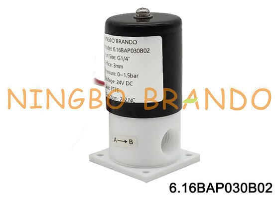 1/4'' PTFE Solenoid Valve For Acid Alkali Corrosion Resistance Isolation