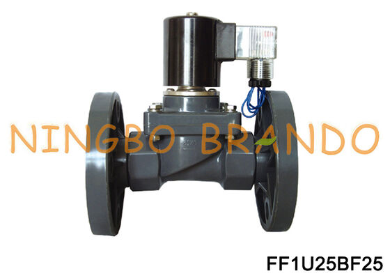 1'' DN25 Flange UPVC Solenoid Valve for Corrosive Liquid Flow Control