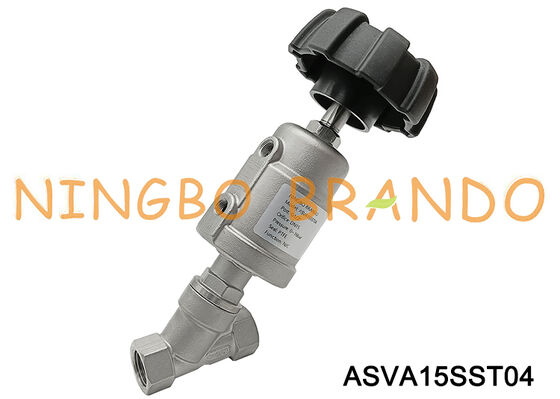 วาล์วปรับมุม 1/2'' DN 15 สเตนเลสสตีลแบบใช้ลมพร้อมที่จับปรับระดับได้