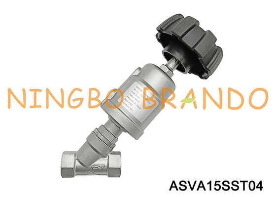 วาล์วปรับมุม 1/2'' DN 15 สเตนเลสสตีลแบบใช้ลมพร้อมที่จับปรับระดับได้