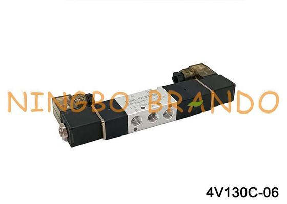 Airtac ประเภท 4V130C-06 โซลินอยด์วาล์วอากาศ 3 ตำแหน่ง 5 พอร์ต 1/8 '' วาล์วควบคุมนิวเมติก