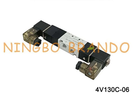 Airtac ประเภท 4V130C-06 โซลินอยด์วาล์วอากาศ 3 ตำแหน่ง 5 พอร์ต 1/8 '' วาล์วควบคุมนิวเมติก
