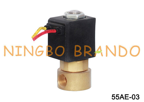 1/8 '' 2 ทางปกติปิดทำหน้าที่โดยตรงทองเหลืองโซลินอยด์วาล์ว FKM ซีล 24V 220V