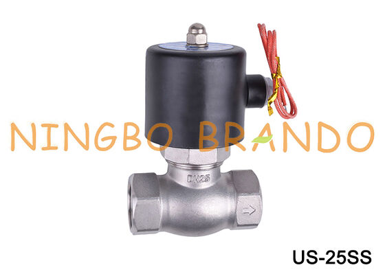 US-25 1 ''DN25 อุณหภูมิสูงไอน้ำสแตนเลสโซลินอยด์วาล์ว 24V 220V