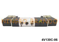 AirTAC ประเภท 5/3 ทาง BSPT 1/8 `` นิวเมติกโซลินอยด์วาล์ว 24VDC 220VAC 4V130C-06