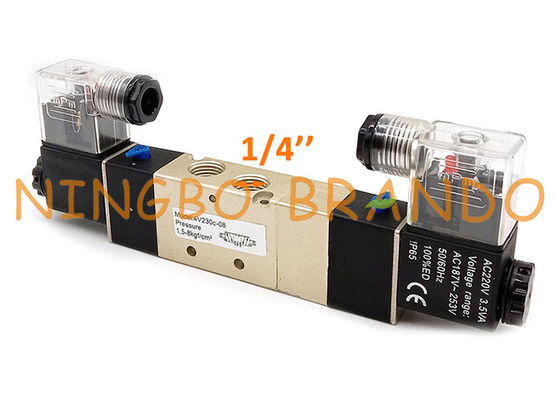 4V230C-08 1/4 '' โซลินอยด์คู่ 5/3 ทางปิดศูนย์นิวเมติกวาล์ว