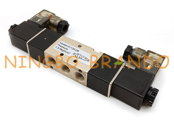 AIRTAC Type 4V120-06 5/2 Way 1/8&quot; โซลินอยด์วาล์วนิวเมติกคู่