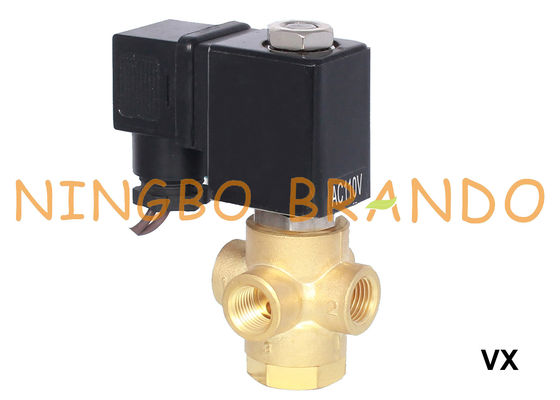 1/8 '' 1/4 '' 3 ทางทองเหลืองโซลินอยด์วาล์วปกติเปิด 12V 24V 110V 220V