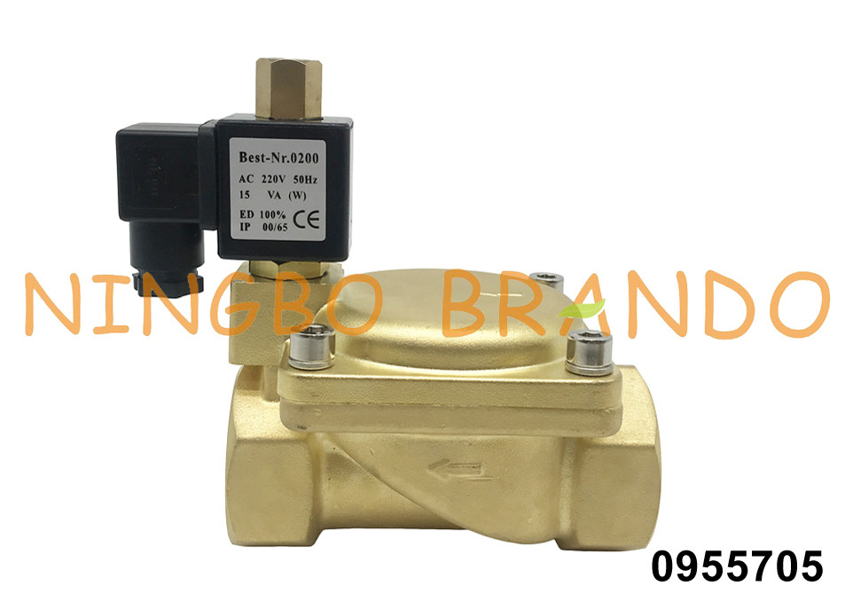 0955705 1 1/2 ''16 บาร์ 2 ทางโซลินอยด์วาล์วทองเหลืองเปิดตามปกติ 24V 110V 220V