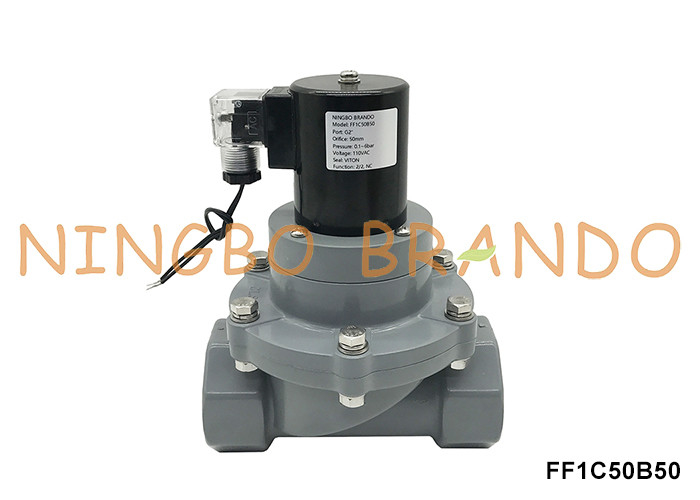 2' DN50 แอนติการเกรด ทนทาน CPVC ซอลีนอยด์วาล์วสําหรับกรดเคมี 24V 220V