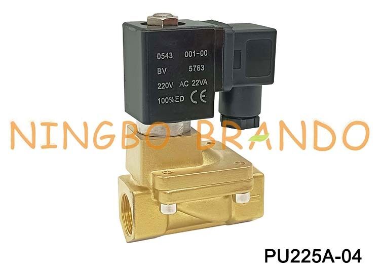 Shako Type PU225A-04 1/2'' 2 Way Normally Closed Brass Solenoid Valve 24V 110V 220V