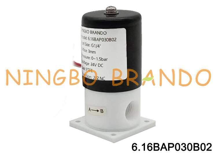 1/4 Inch Anti Corrosion PTFE Acid Resistant Solenoid Valve NC 24V 110V 220V