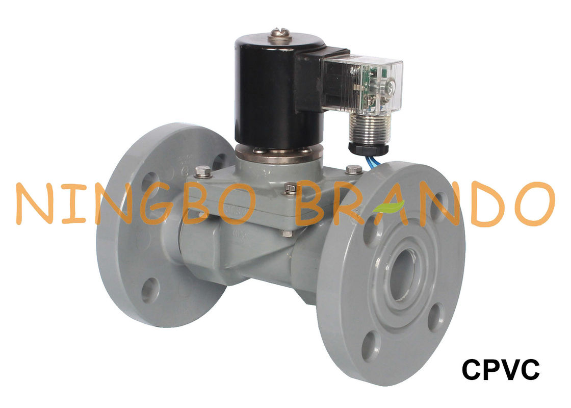 กรดอัลคาไลป้องกันการกัดกร่อน CPVC โซลินอยด์วาล์ว 1 1/4 '' 1 1/2 '' 2 '' หน้าแปลน