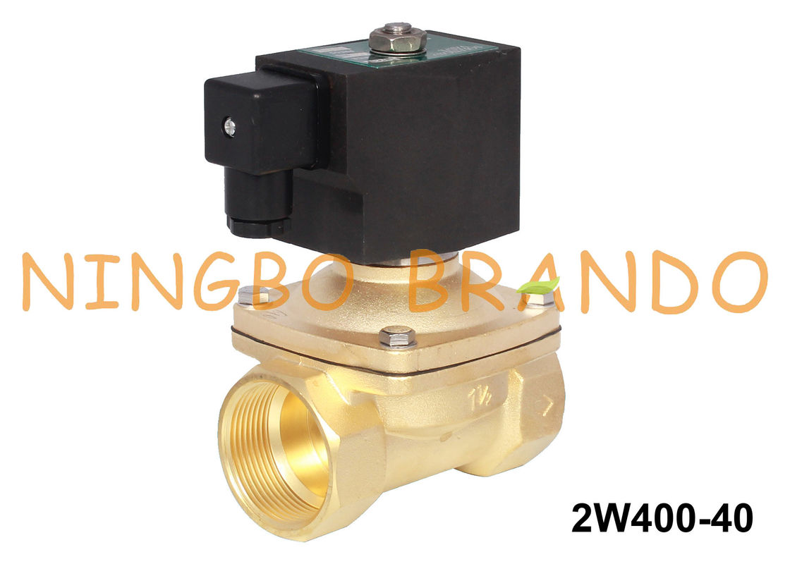 1 1/2 '' 2 ทางไฟฟ้าทองเหลืองโซลินอยด์วาล์วน้ำ 24V DC 220V AC