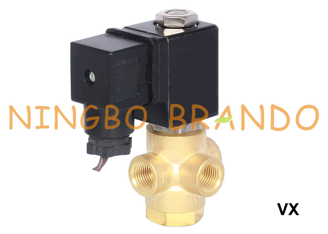 3 ทางทองเหลืองโซลินอยด์วาล์วปกติปิด 1/8 '' 1/4'' 12V 24V 110V 220V