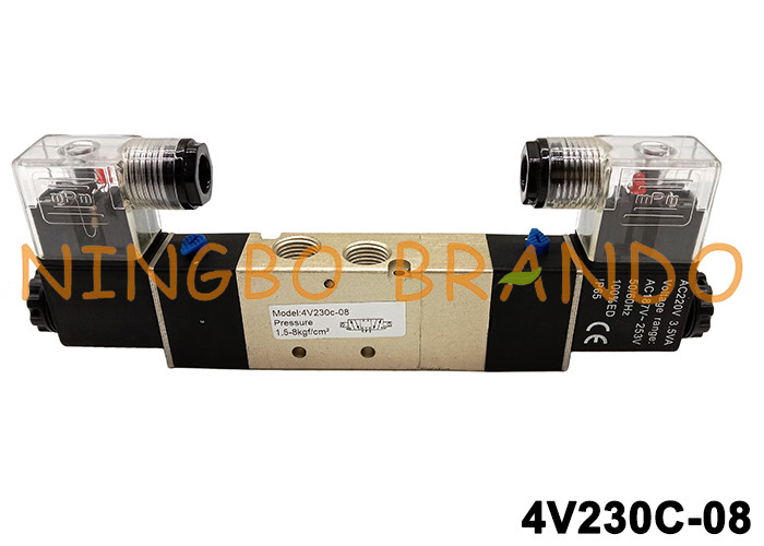 AirTAC ประเภท PT1/4 4V230C-08 โซลินอยด์วาล์ว 220V AC 24V DC 5/3 Way