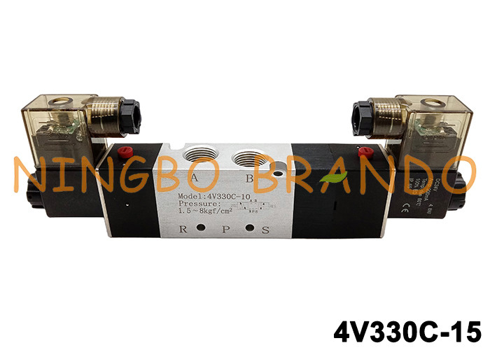 4V330C-10 Airtac Type 3/8 '' นิวเมติกโซลินอยด์วาล์วปิดศูนย์ 220V