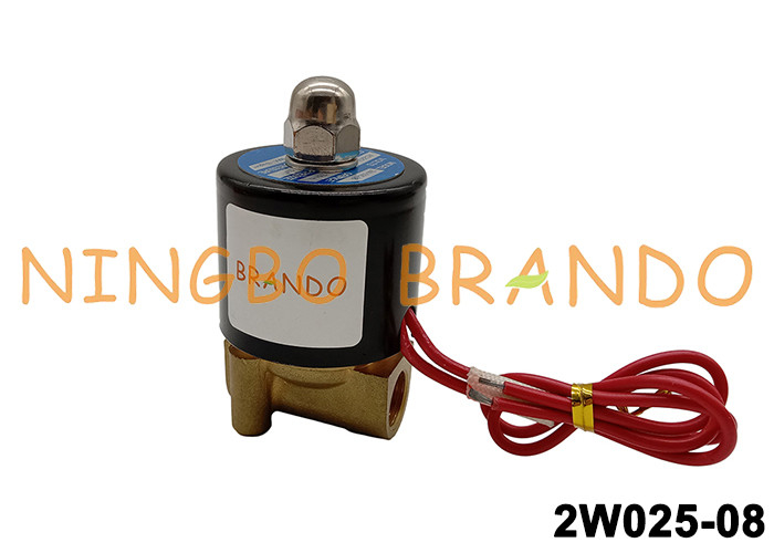 2W025-08 DC 12V ทองเหลืองโซลินอยด์วาล์ว 1/4 '' สำหรับแก๊สน้ำอากาศ