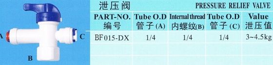 FDA Certified POM Plastic Pressure Relief Valve Reverse Osmosis Parts for Cold And Heat Water System