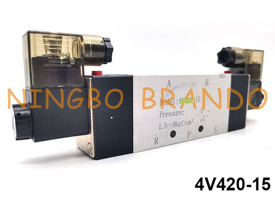 4V420-15 Airtac Type Air Control นิวเมติกโซลินอยด์วาล์ว 5/2 Way 24V 220V