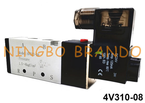 4V310-08 Airtac Type 5/2 Way นิวเมติกโซลินอยด์วาล์วเดี่ยว 24V 110V 220V