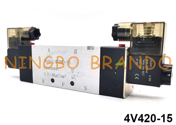 4V420-15 Airtac Type 5/2 Way Double Coil นิวเมติกโซลินอยด์วาล์ว 24V 220V