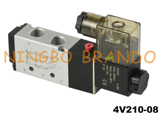 4V210-08 5/2 Way 1/4 '' Air Control นิวเมติกโซลินอยด์วาล์ว DC24V DC24V