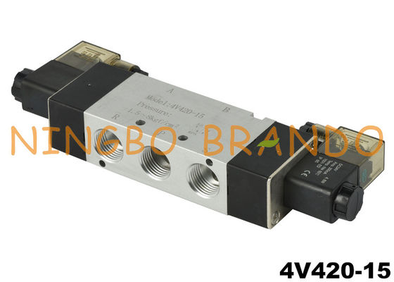 4V420-15 1/2 '' 5/2 Way นิวเมติกแอร์โซลินอยด์วาล์ว DC24V AC220V