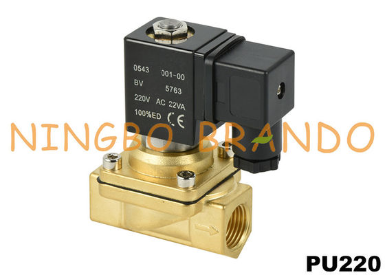 1/8'' PU220-01 1/4'' PU220-02 โซลินอยด์วาล์วทองเหลืองสำหรับน้ำ 220V AC 24V DC