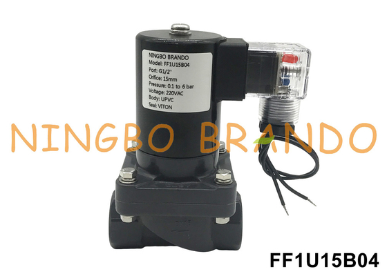 1/2' ปั๊มปัดกันการกัดกร่อน UPVC โซเลนอยด์ สําหรับกรดเคมี แอลคาลี 24V 110V 220V
