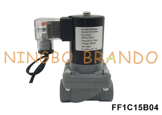 1/2' ปริมาตรการป้องกันการเกรี้ยว CPVC Solenoid Valve สําหรับกรด Alkali เคมี 220V 110V 24V